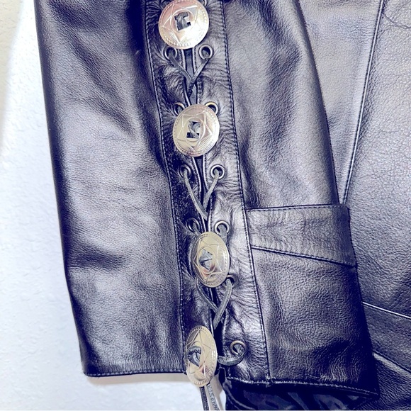 Men’s leather motorcycle riding vest sz 44 - Picture 3 of 7